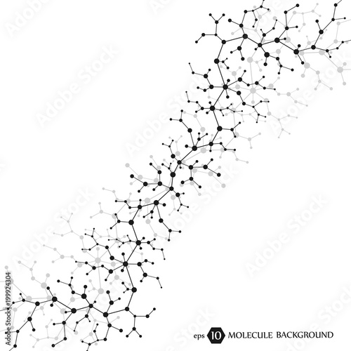Molecules concept of neurons and nervous system. Scientific medical research. Molecular structure with particles. Science and technology background for banner or flyer. Eps 10 vector illustration. © TechSolution