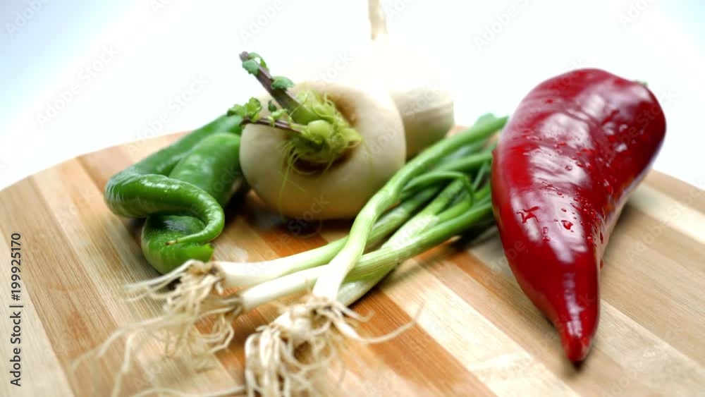 Mixed fresh vegetables. On the rotating. 4K Mixed fresh vegetables. On the rotating. 4K