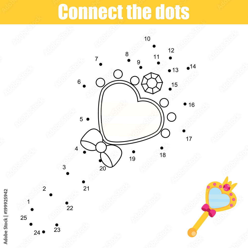 connect the dots by numbers children educational game printable worksheet activity princess mirror stock vector adobe stock