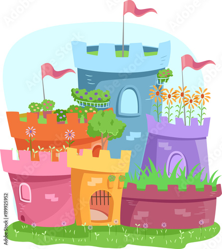 Garden Castle Pots Illustra...