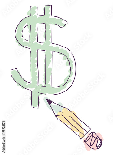 Pencil Draw Dollar Sign Ill...