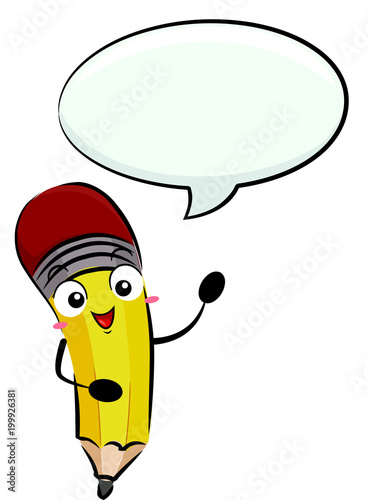 Mascot Pencil Speech Bubble...