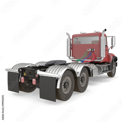 Red truck isolated on white. 3D illustration