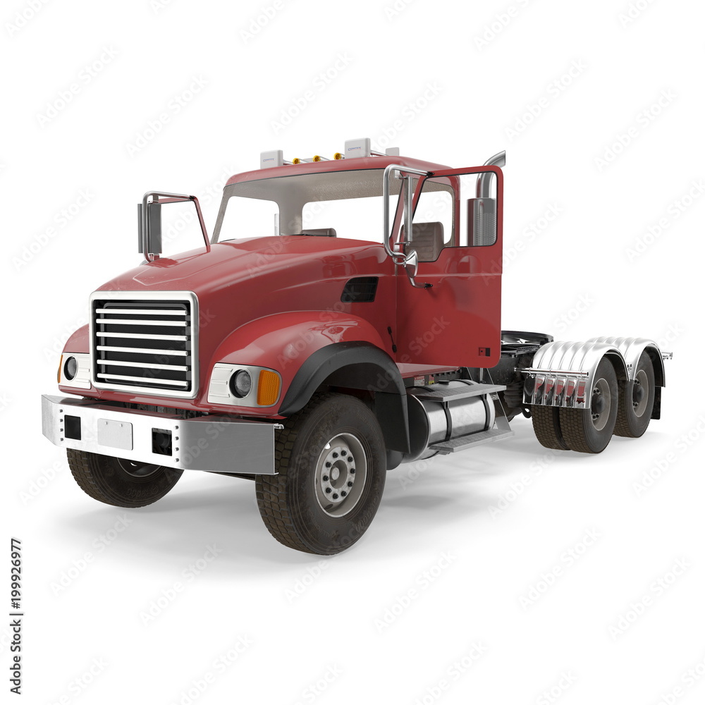 Semi Trailer Truck on White. 3D illustration