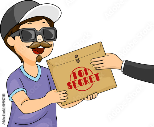 Kid Boy Give Top Secret Envelope Illustration