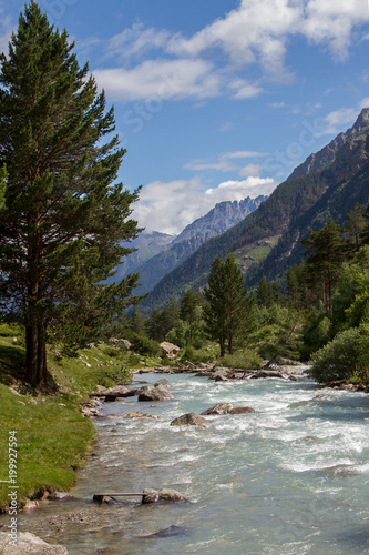 Picturesque view of mountain range and river