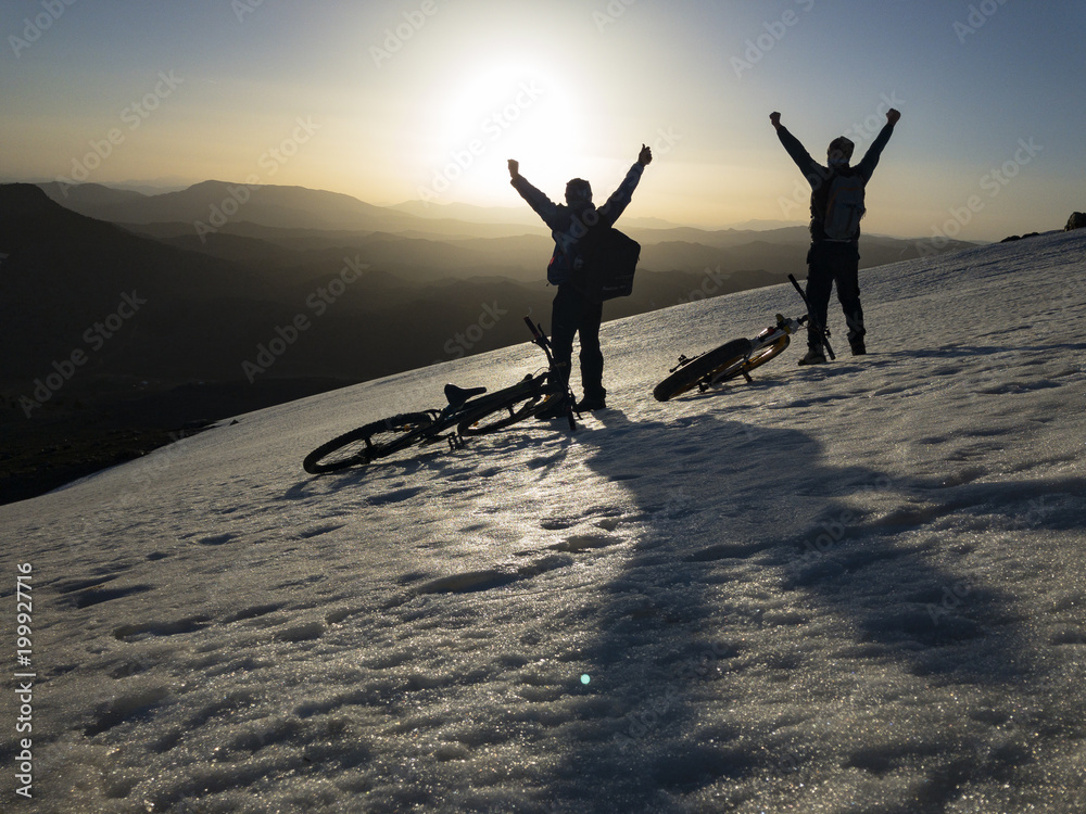 Fototapeta premium cycle by bicycle and sunrise time