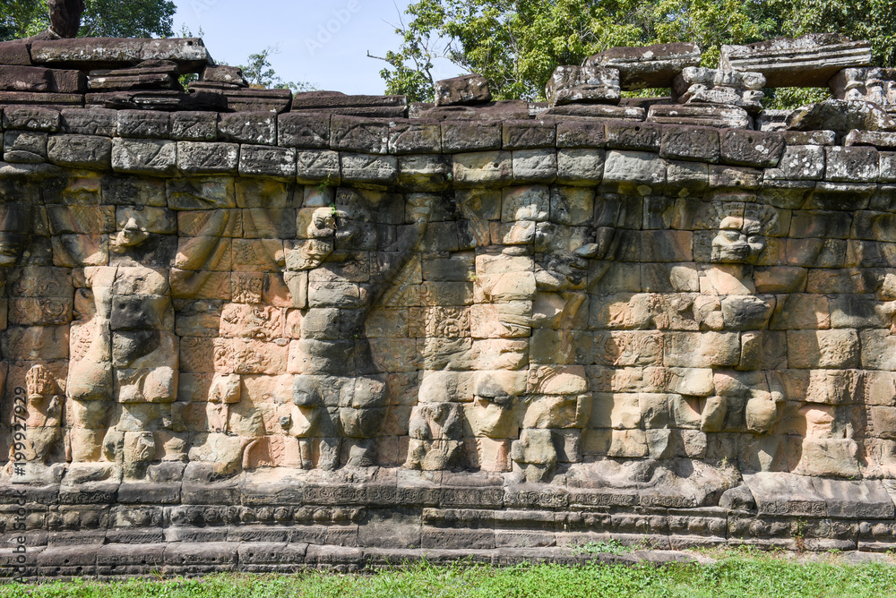 Terrace of the elephants at Angkor Thom on Siemreap, Cambodia