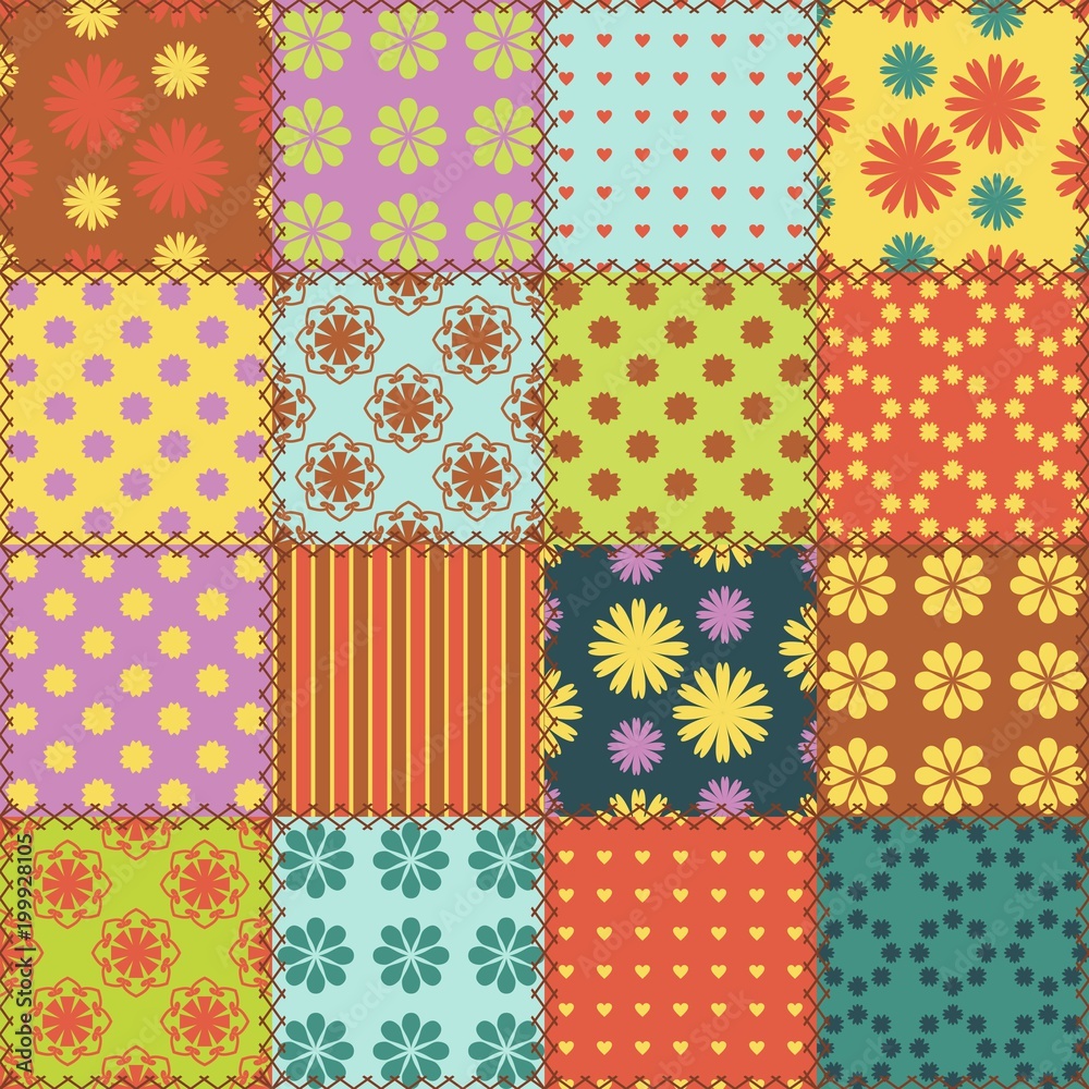 Fototapeta premium patchwork background with different patterns