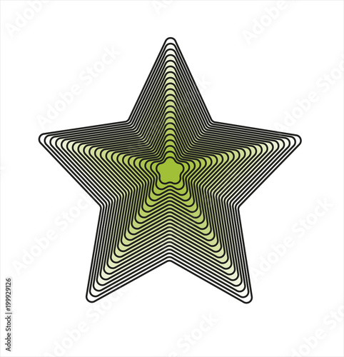 vector 3d de forma cuadrada con patrón de una gran estrella en verde y negro 
