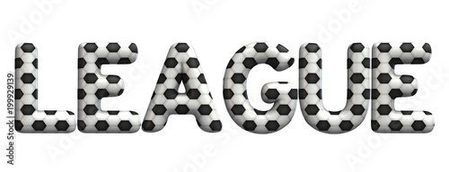 League word made from a football soccer ball texture. 3D Rendering
