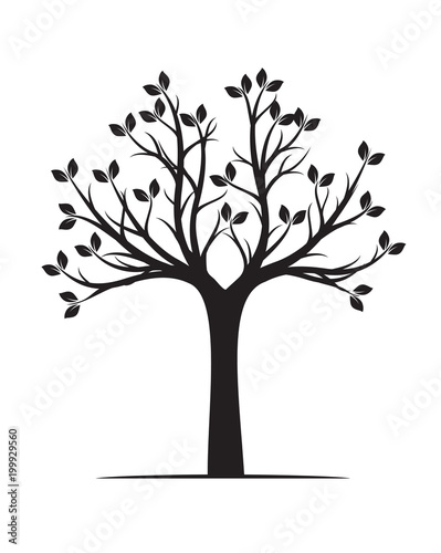 Black naked Tree with Roots. Vector Illustration and graphic element. © topor