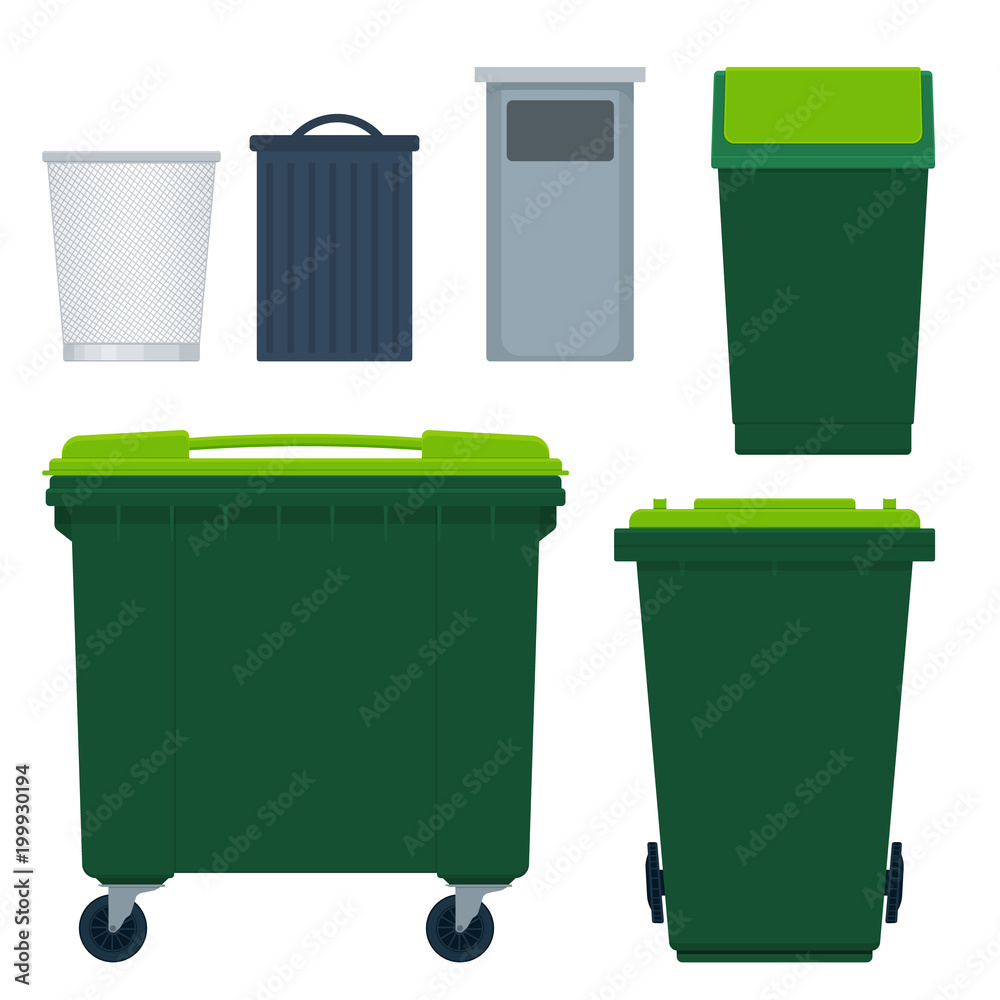 Φωτογραφία set of garbage bins and a container on wheels