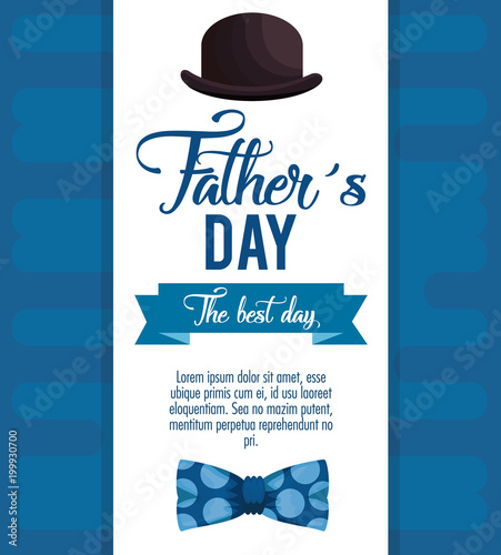 happy fathers day card with calligraphy and accessory vector illustration design