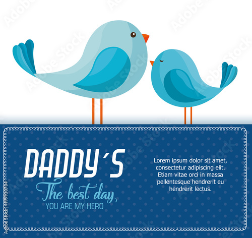 happy fathers day card with birds vector illustration design