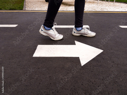 Forward igns on the road Forward and right signs on the road