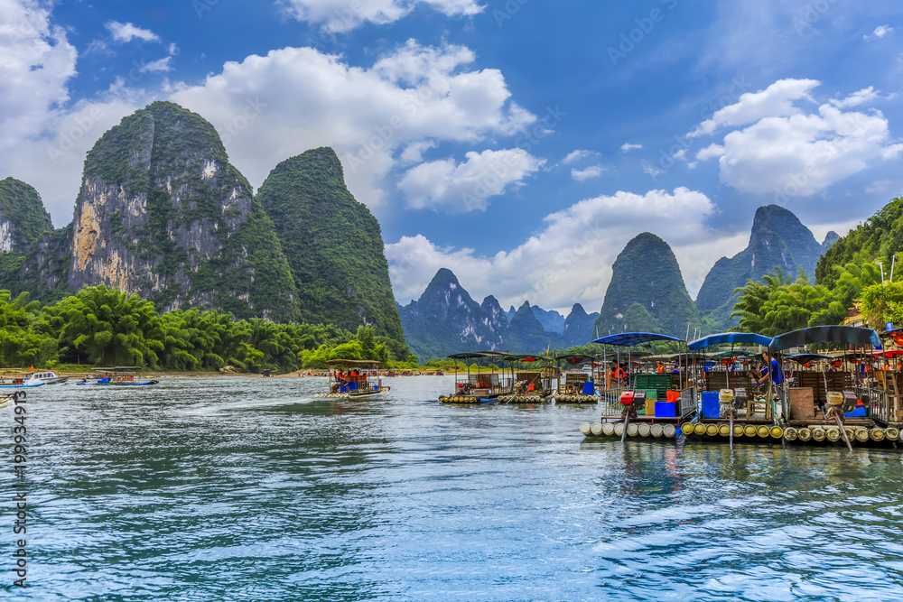 The beautiful landscape of the Lijiang River in Guilin