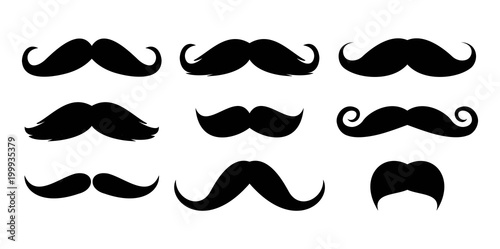 Mustache icon set vector photo