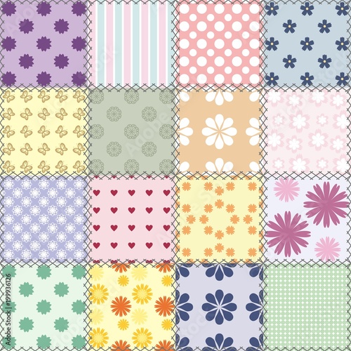 patchwork background with different patterns