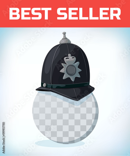 London policeman helmet. Masquerade costume headdress. Carnival or Halloween mask. Cartoon Vector illustration