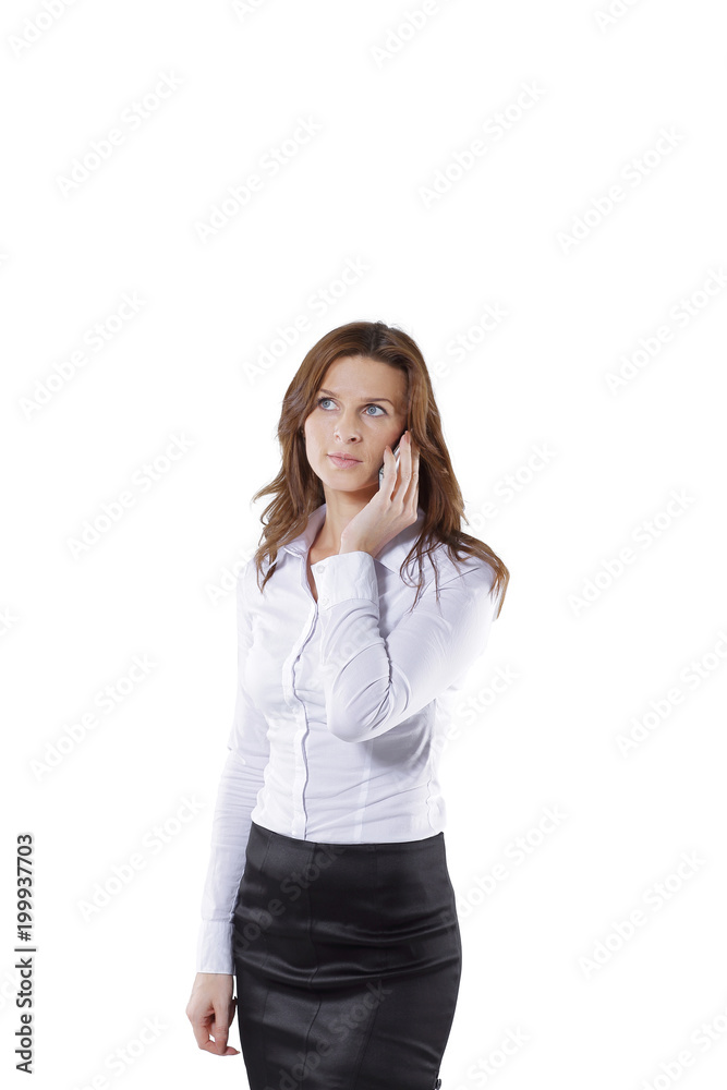 woman consultant talking on a mobile phone. woman consultant talking on a mobile phone.