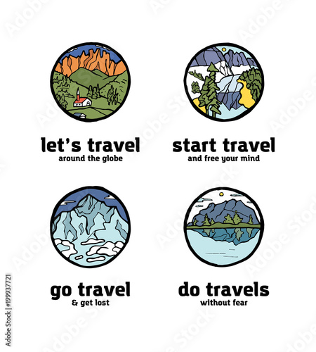 Traveling logo set