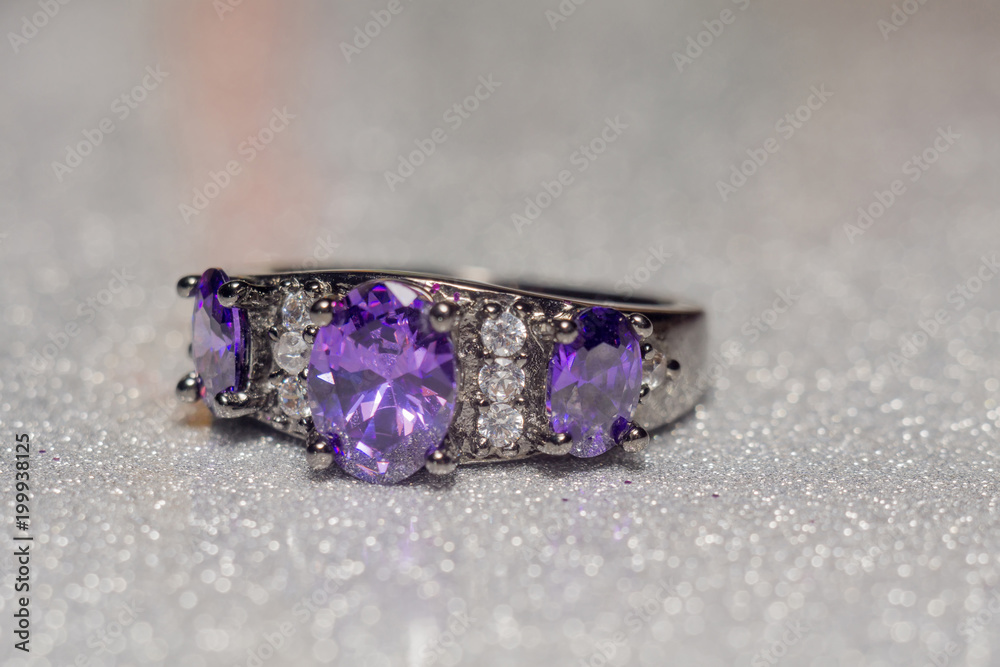 Silver Ring with Purple Zircon