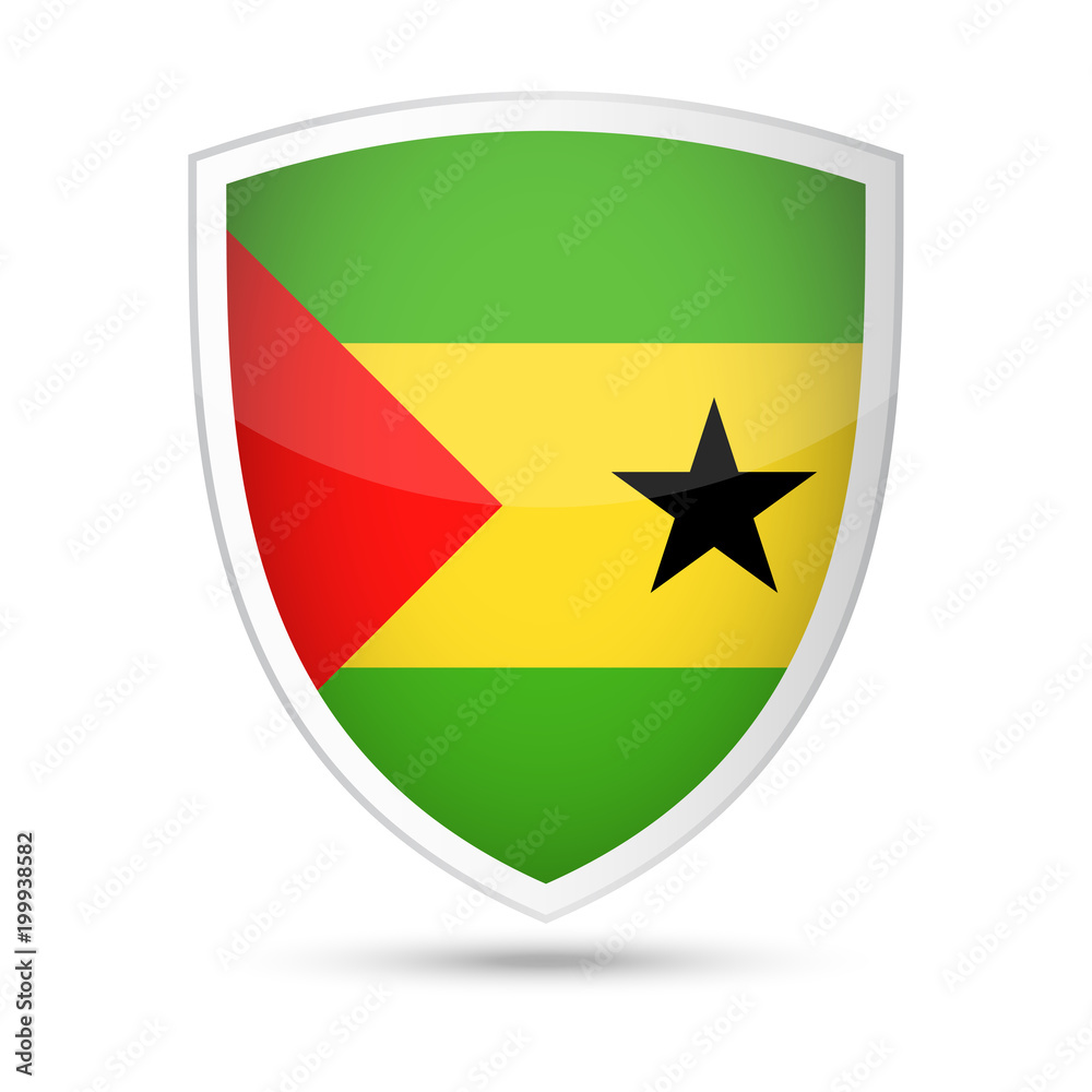 Sao Tome and Principe Flag Vector Shield Icon Sao Tome and Principe Flag Vector Shield Icon