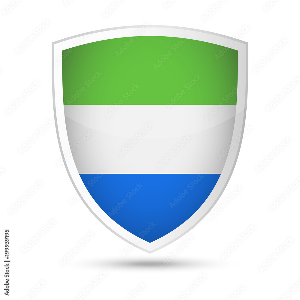 Sierra Leone Flag Vector Shield Icon Sierra Leone Flag Vector Shield Icon
