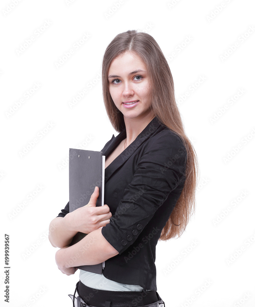 closeup. successful business women with documents.isolated on white
