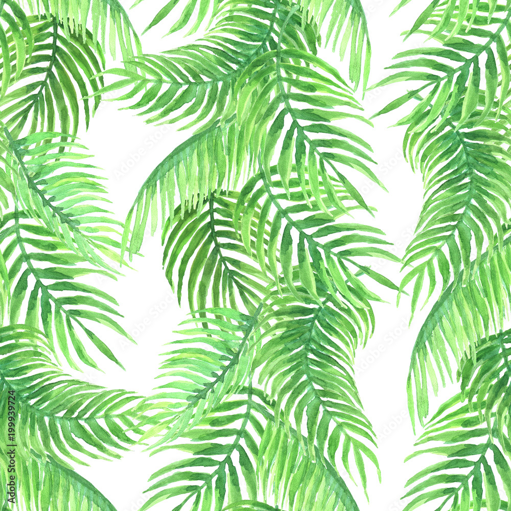 Watercolor pattern of palm