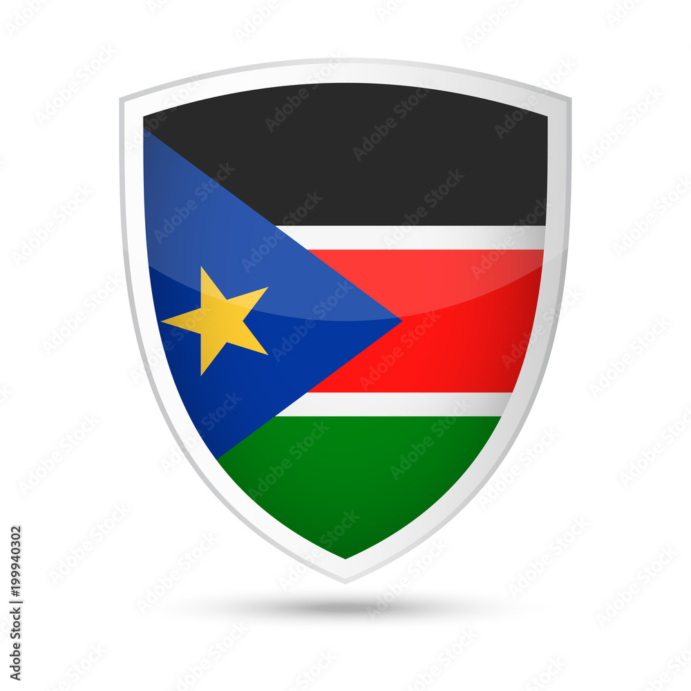 South Sudan Flag Vector Shield Icon South Sudan Flag Vector Shield Icon