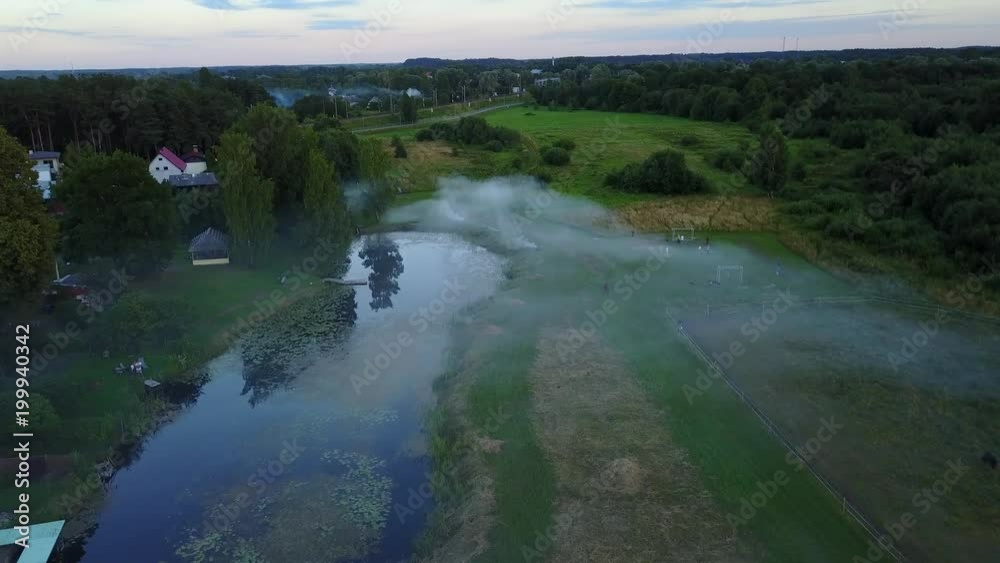 Aerial view of countryside Gauja lake field drone top Aerial view of countryside Gauja lake field drone top
