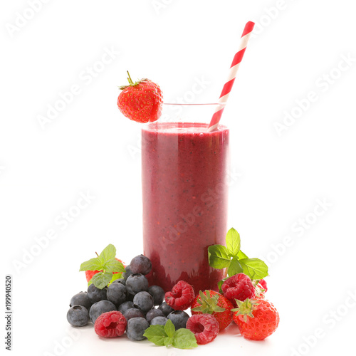 berry smoothie on white background