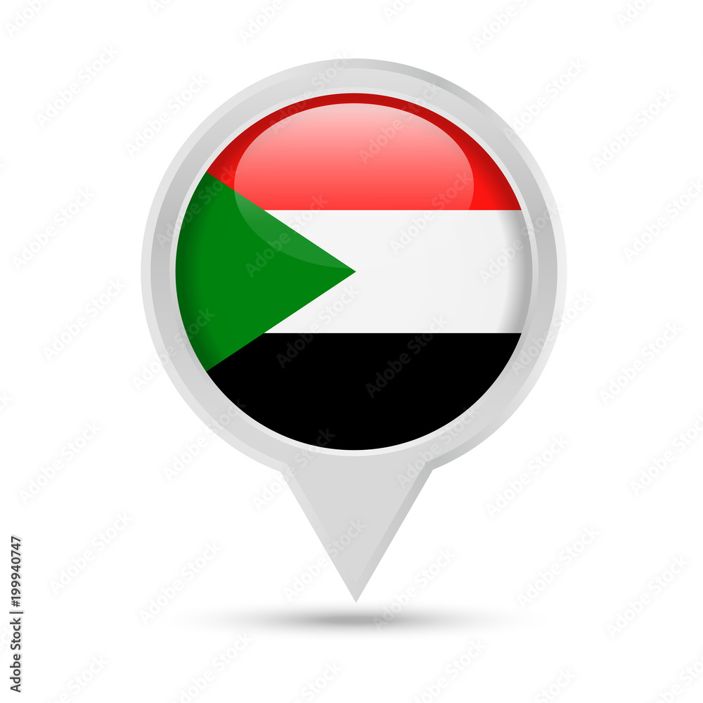 Sudan Flag Round Pin Vector Icon