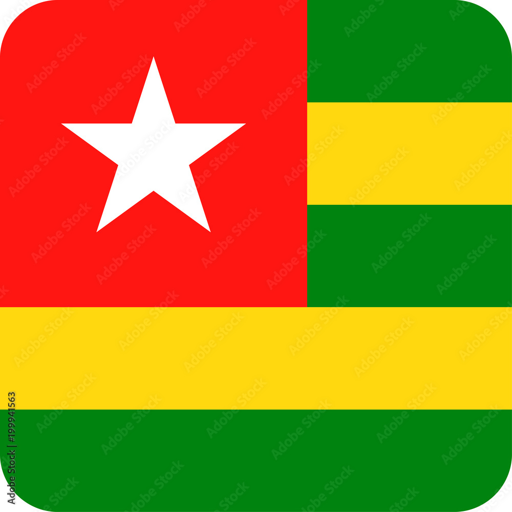 Togo Flag Vector Square Flat Icon Togo Flag Vector Square Flat Icon