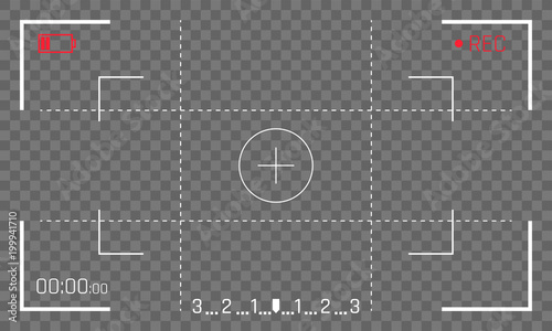 Camera frame viewfinder screen vector video recorder digital display with photo camera frames on transparent background