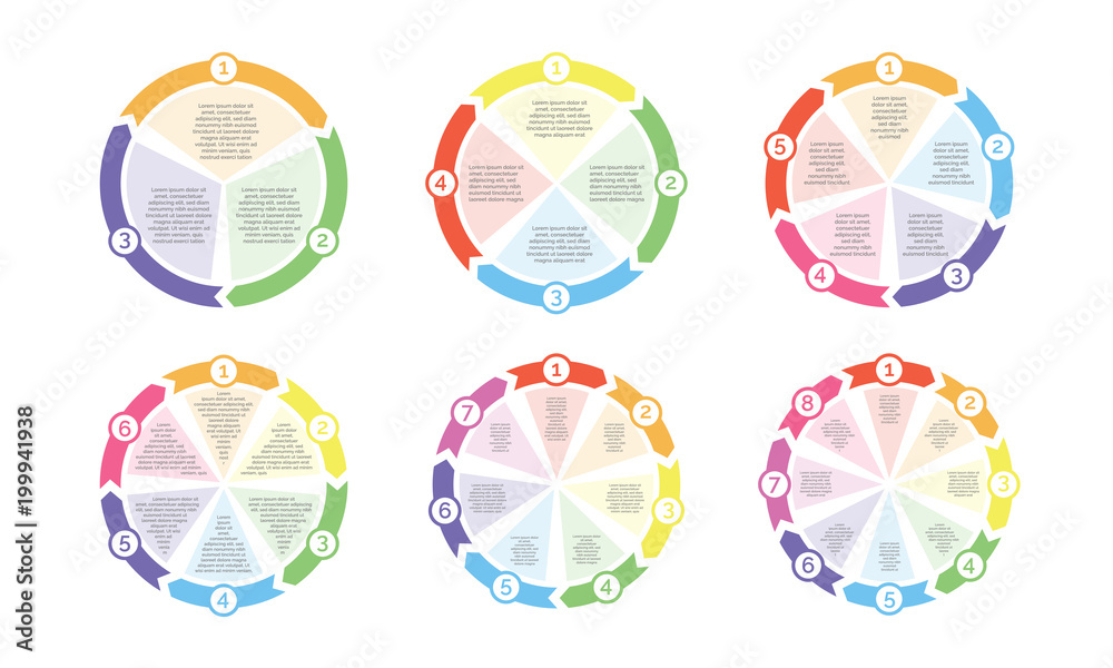 Circle flowchart diagram of cycle chart arrows with numbers vector icon ...