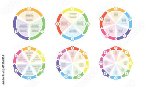 Circle flowchart diagram of cycle chart arrows with numbers vector icon for presentation