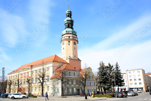 The historic downtown in Olawa, Silesia, Poland