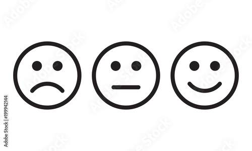 Face smile icon positive, negative neutral opinion vector signs