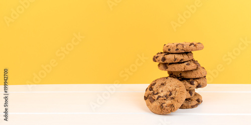 cookies with yellow background panorama