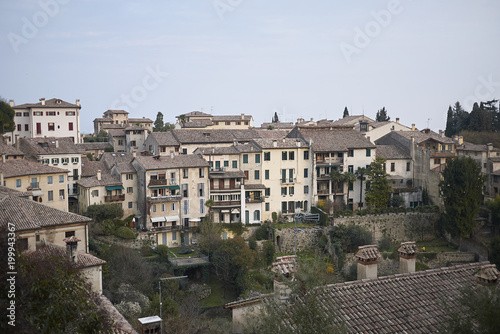 Asolo, Italy - March 26, 2018 : View of Asolo from Queen Cornaro castle