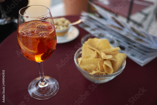 Spritz cocktail with chips