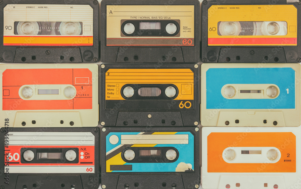 Naklejka premium Vintage audio compact cassettes