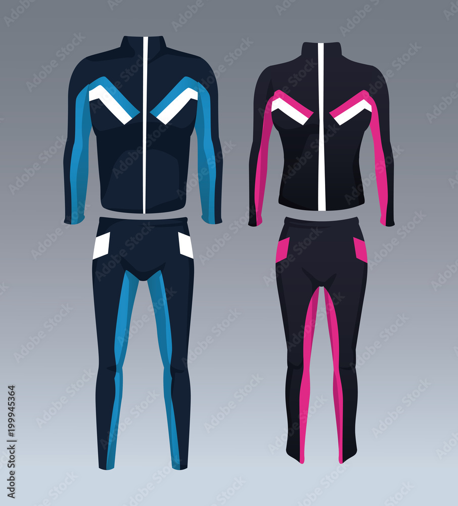 Set of sport wear for male and female vector illustration graphic design Set of sport wear for male and female vector illustration graphic design