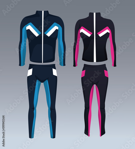 Set of sport wear for male and female vector illustration graphic design