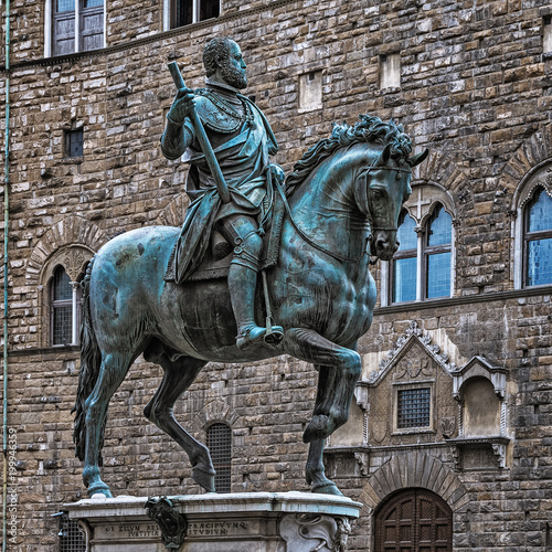 Equestrian bronze statue