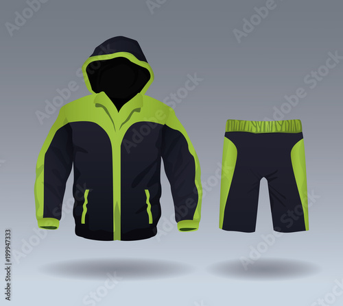 Fitness sport wear jacket and short pants for male vector illustration graphic design
