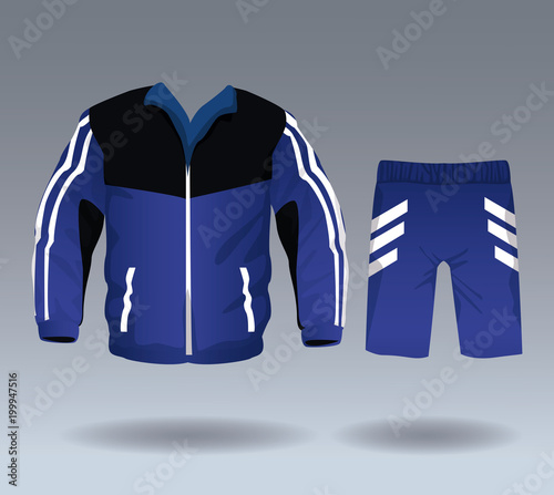 Fitness sport wear jacket and short pants for male vector illustration graphic design